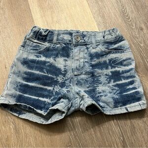 The Children’s Place Girls Denim Tie Dye Shortie Shorts Sz 6X/7 Adjustable Waist